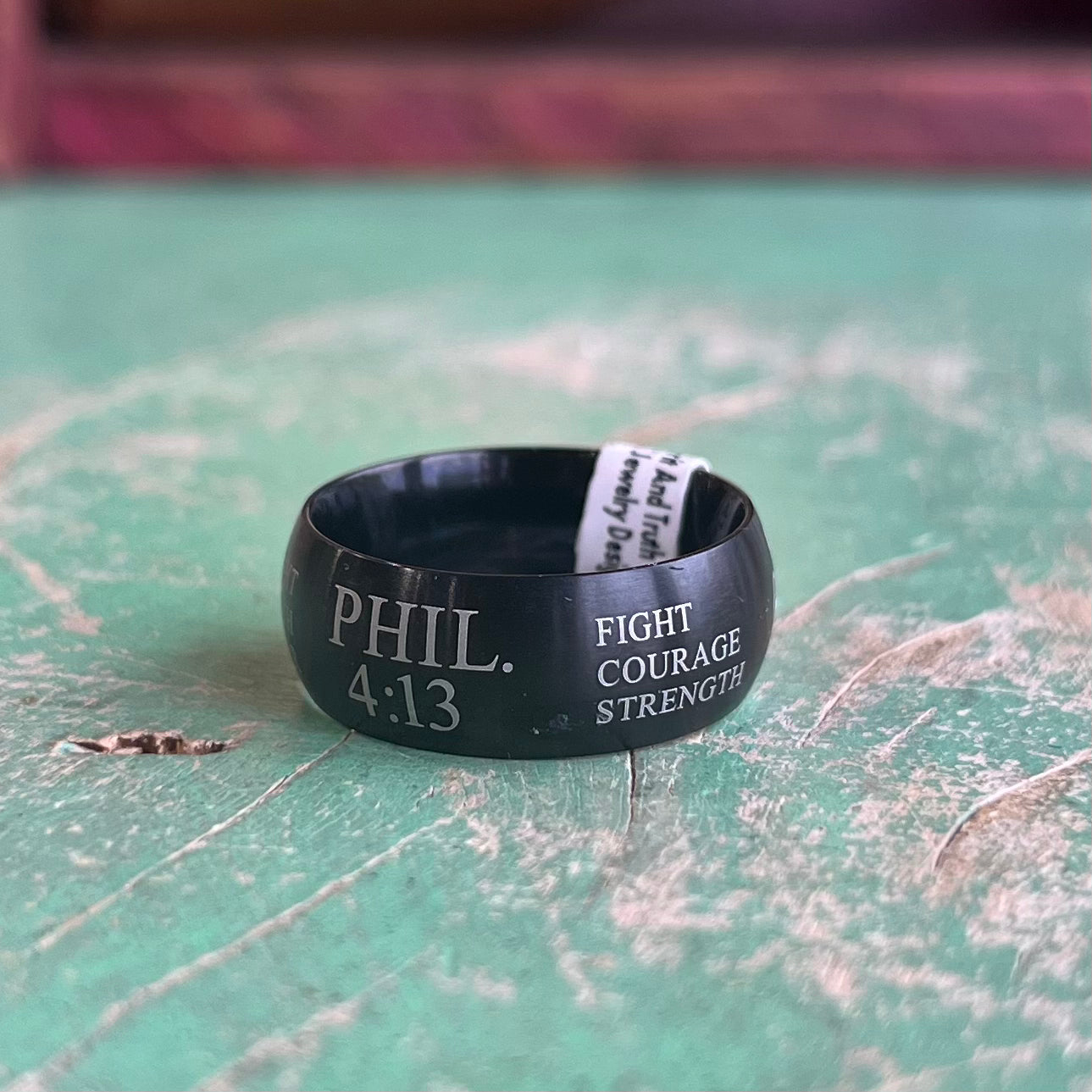 Black "Christ My Strength" Guardian Ring