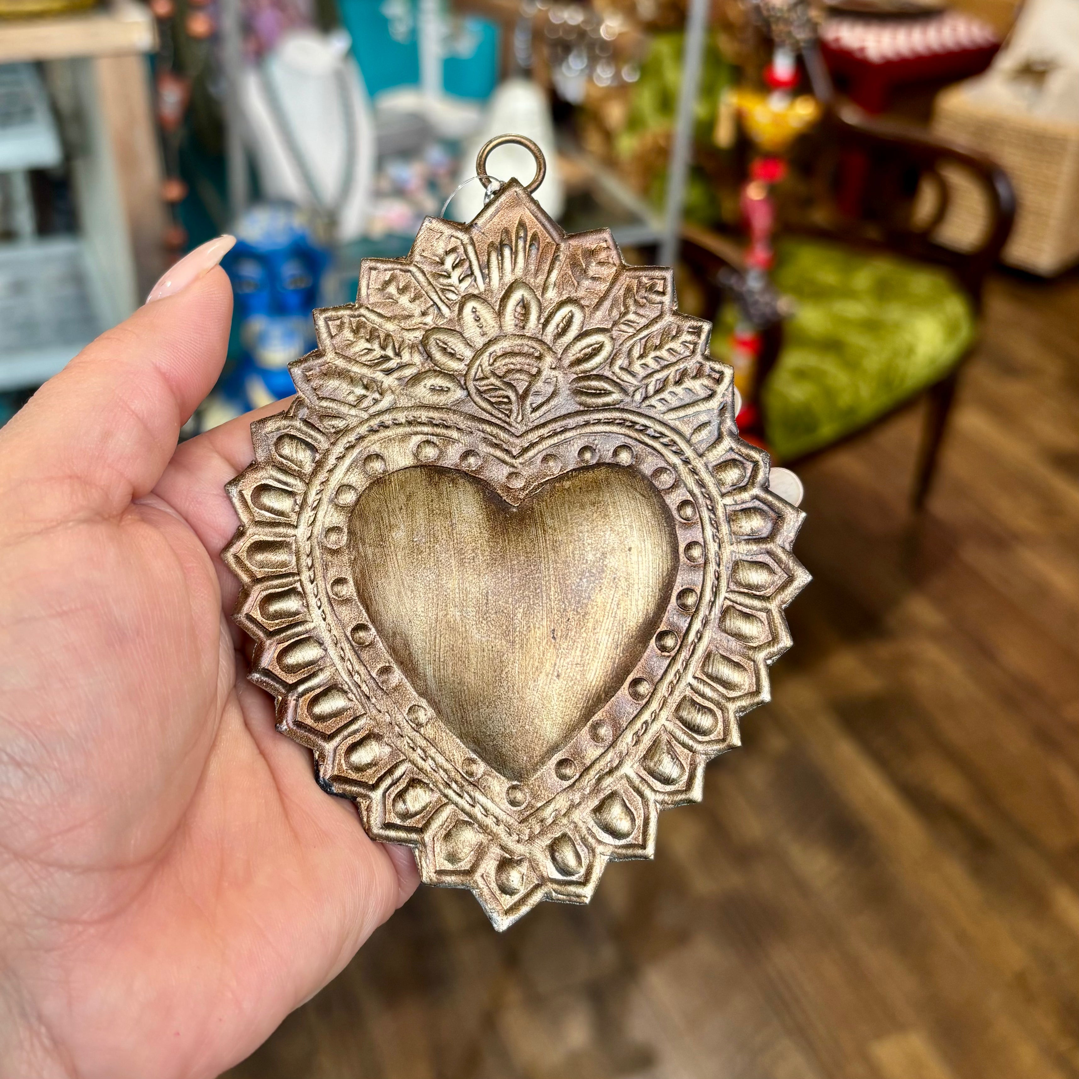 Bronze Sacred Heart Tin Ornaments