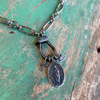 Chunky Chain Pave Clasp Charm Necklace