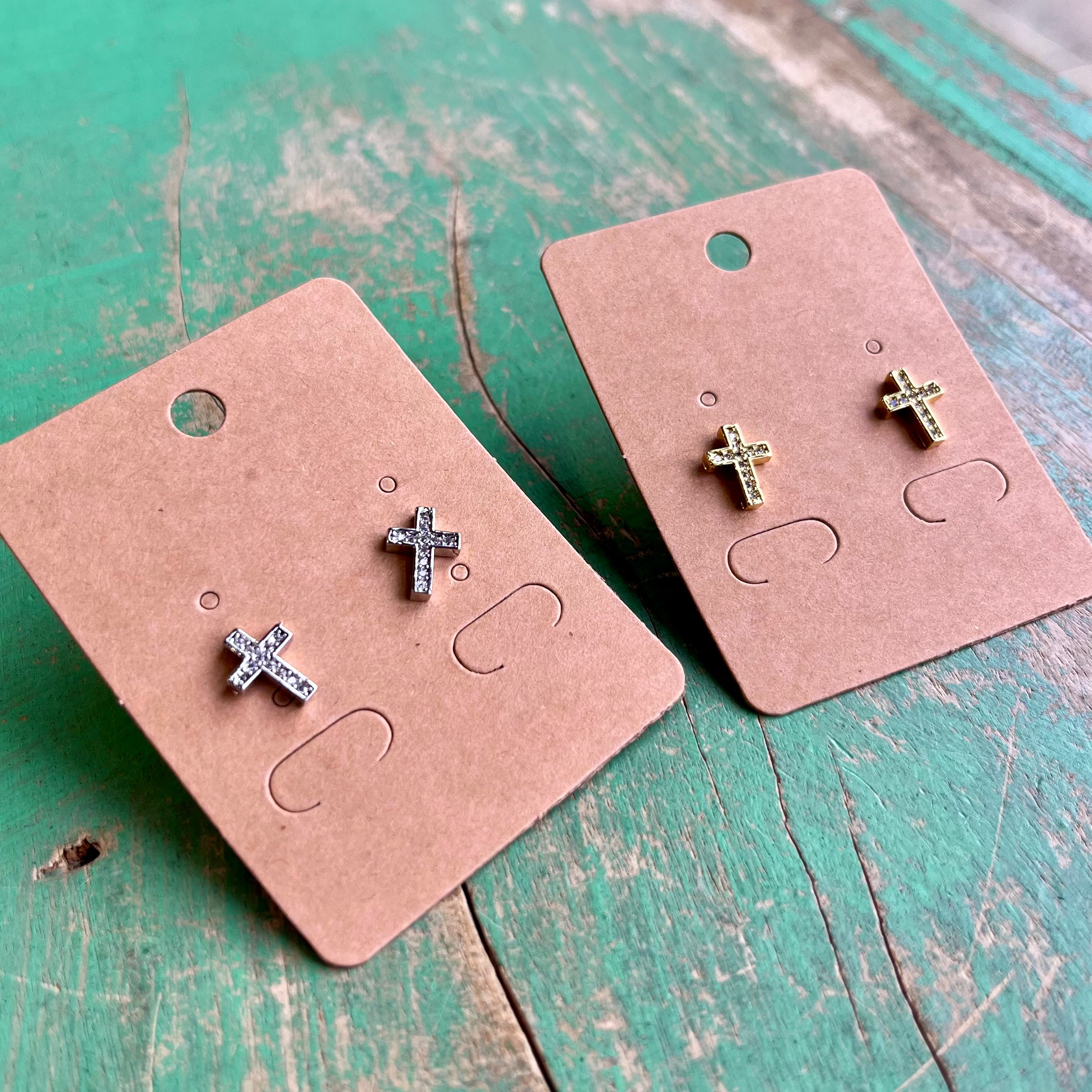 Small CZ Cross Earrings