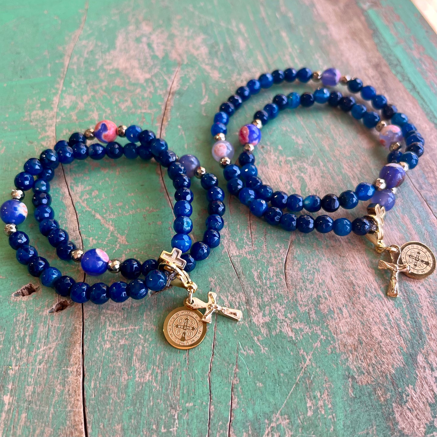 Rosary Wrap Bracelet with Gold Accents
