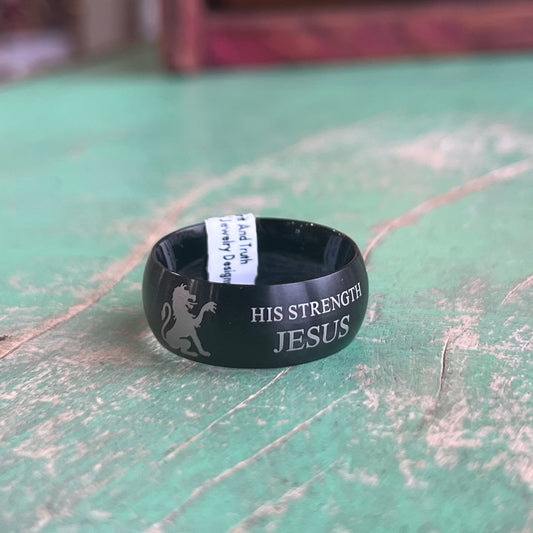 Black "Christ My Strength" Guardian Ring