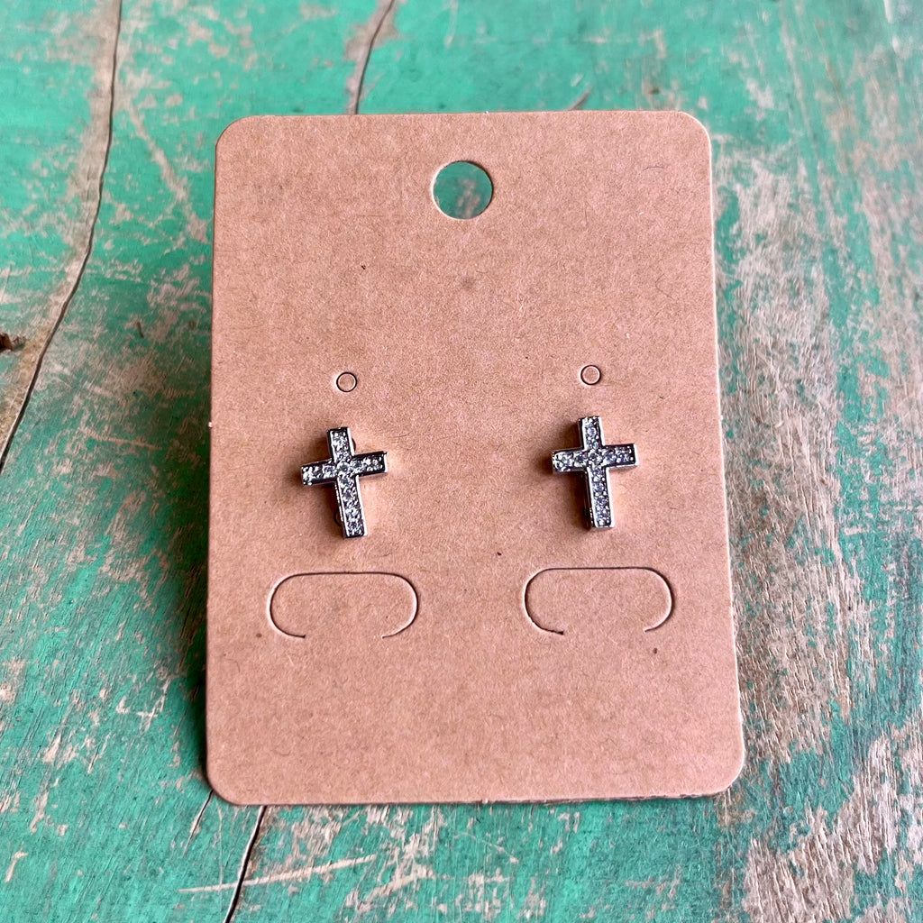 Small CZ Cross Earrings