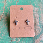 Small CZ Cross Earrings