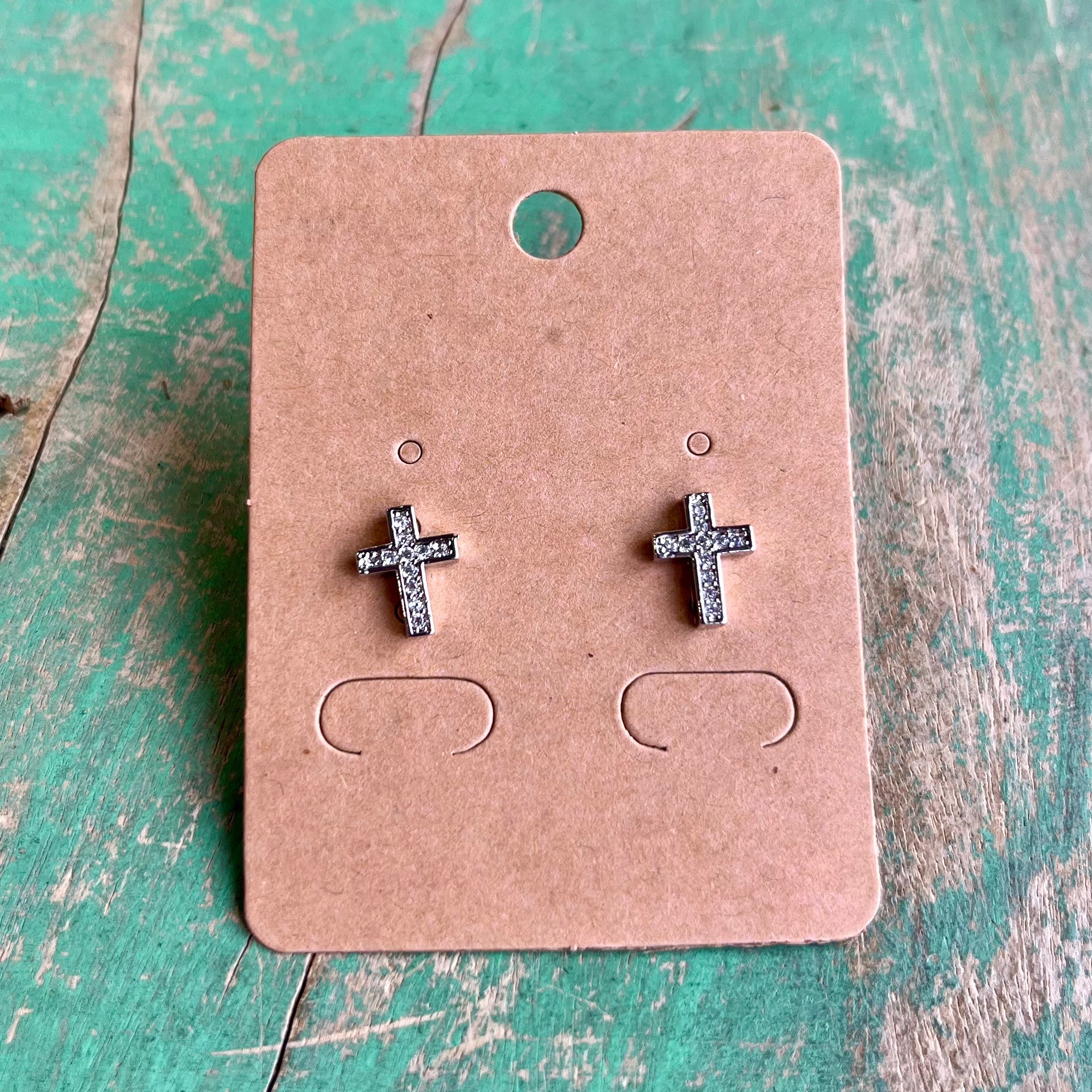Small CZ Cross Earrings