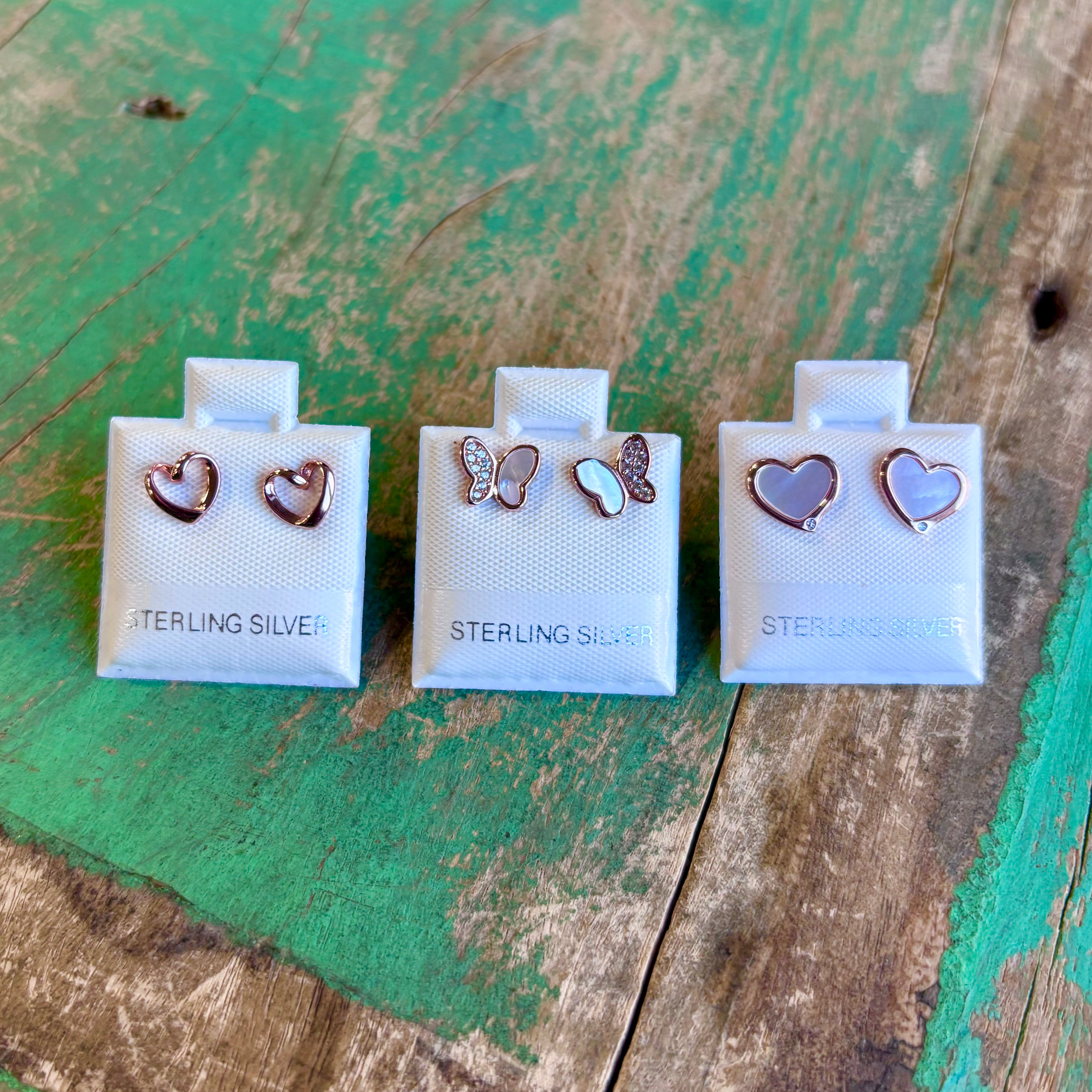 Sterling Silver Rose Gold Stud Earrings