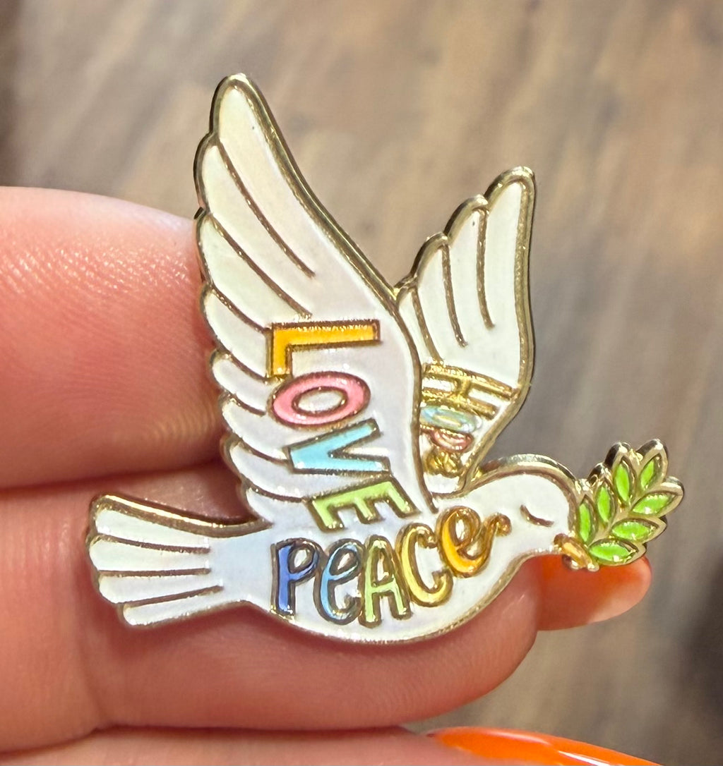 Hope, Peace, Love Dove Lapel Pin