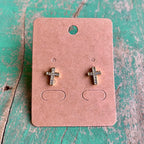 Small CZ Cross Earrings