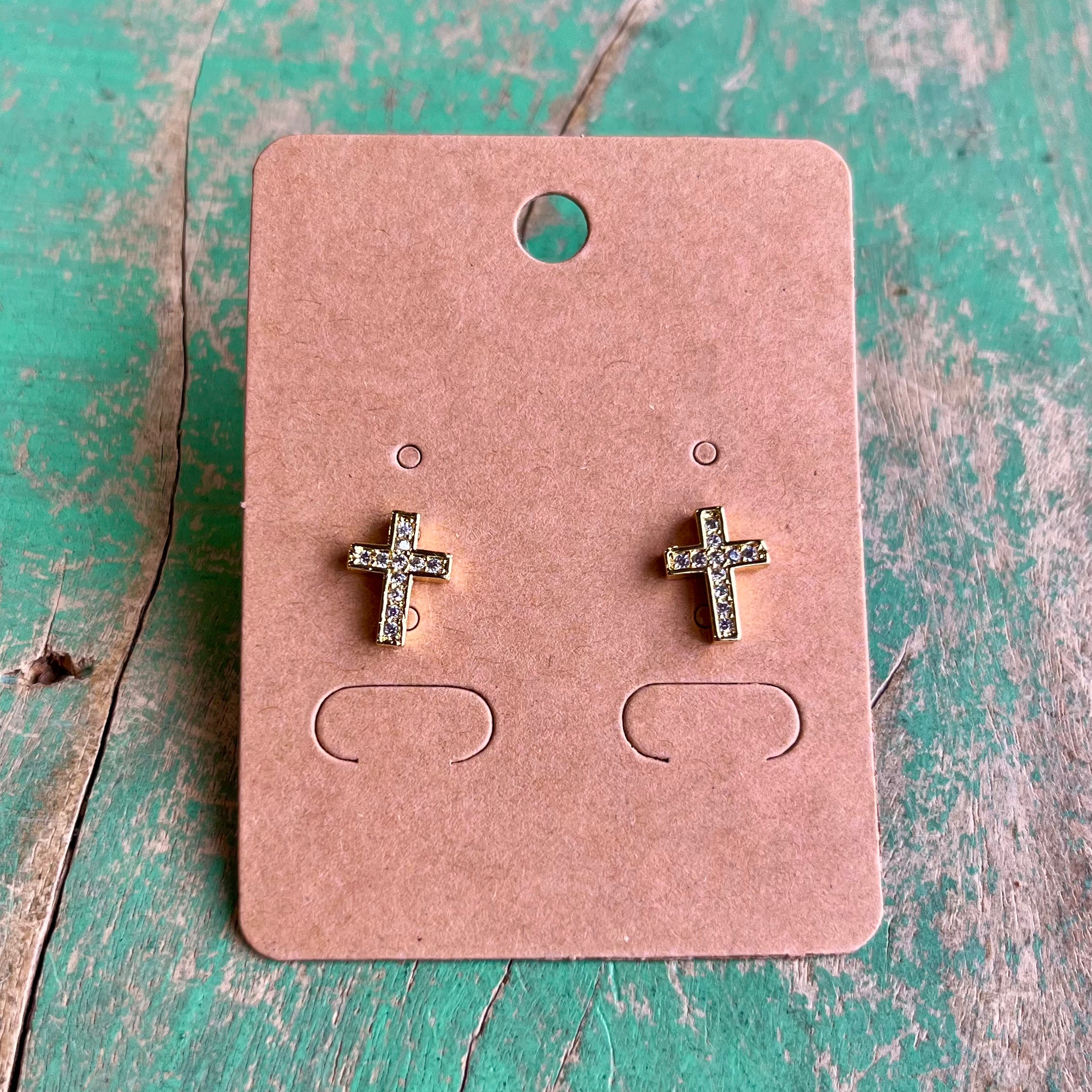 Small CZ Cross Earrings