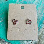 Sterling Silver Red Open Heart Earrings