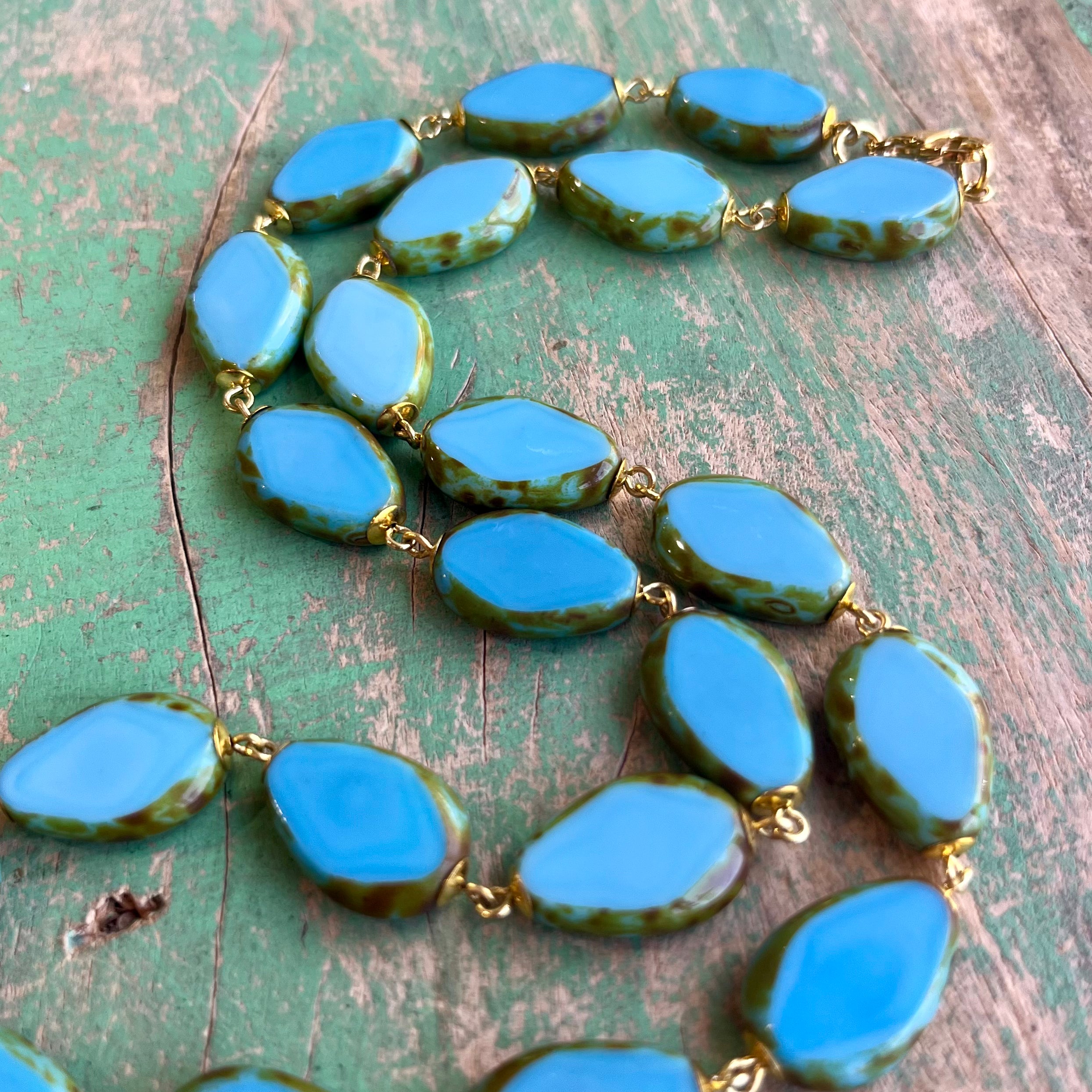 Turquoise and Gold Tree of Life Necklace, Bracelet or Earrings