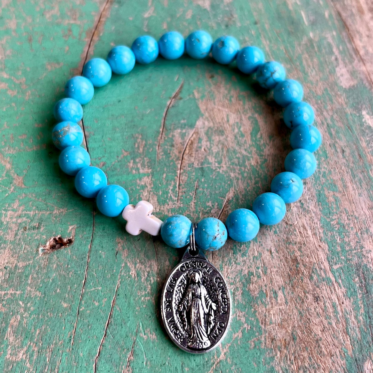 Turquoise & White Faith Bracelet