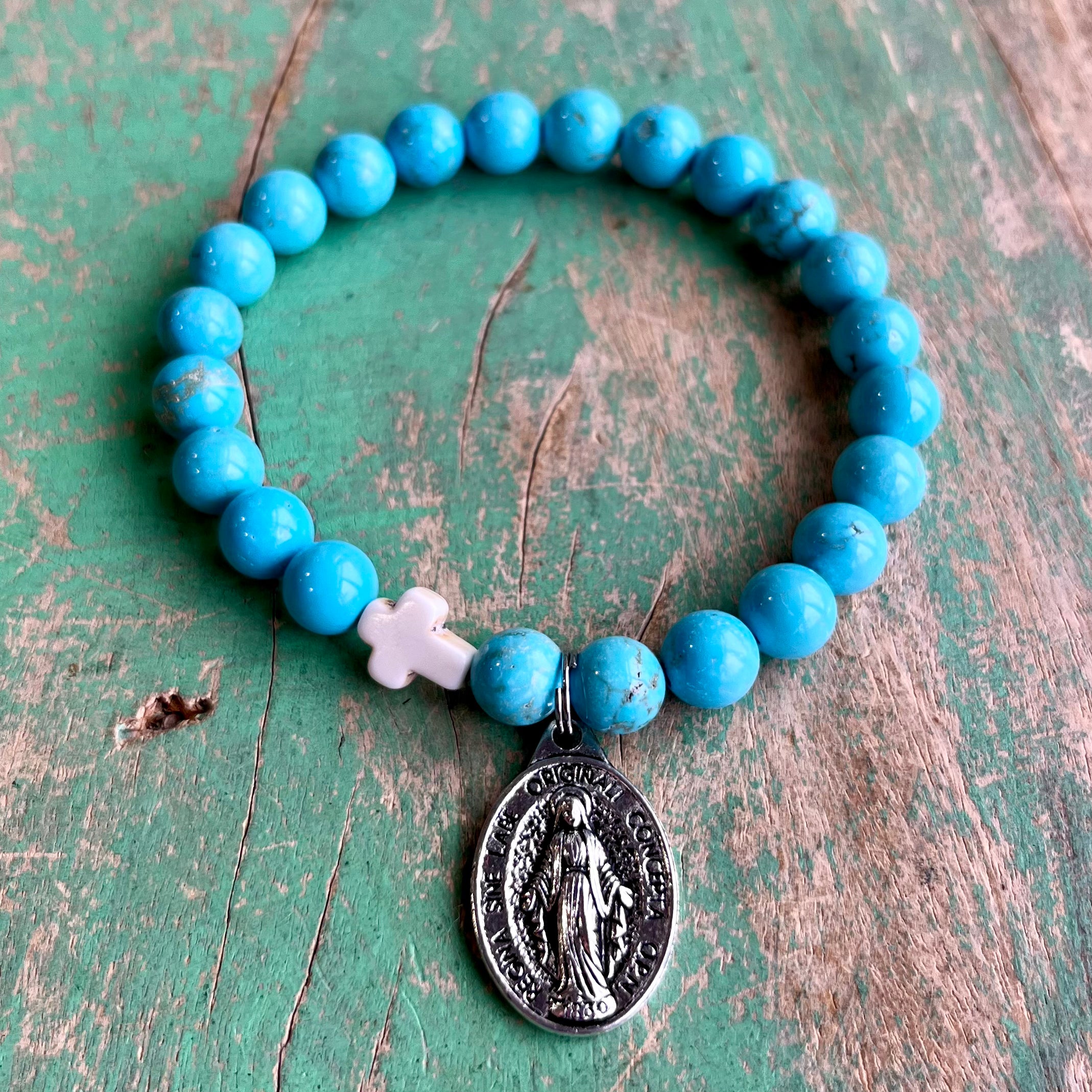 Turquoise & White Faith Bracelet