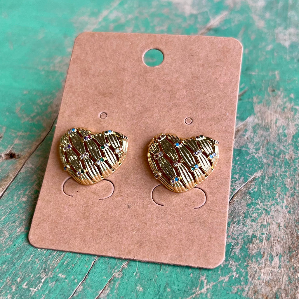 Basket Weave Heart Earrings