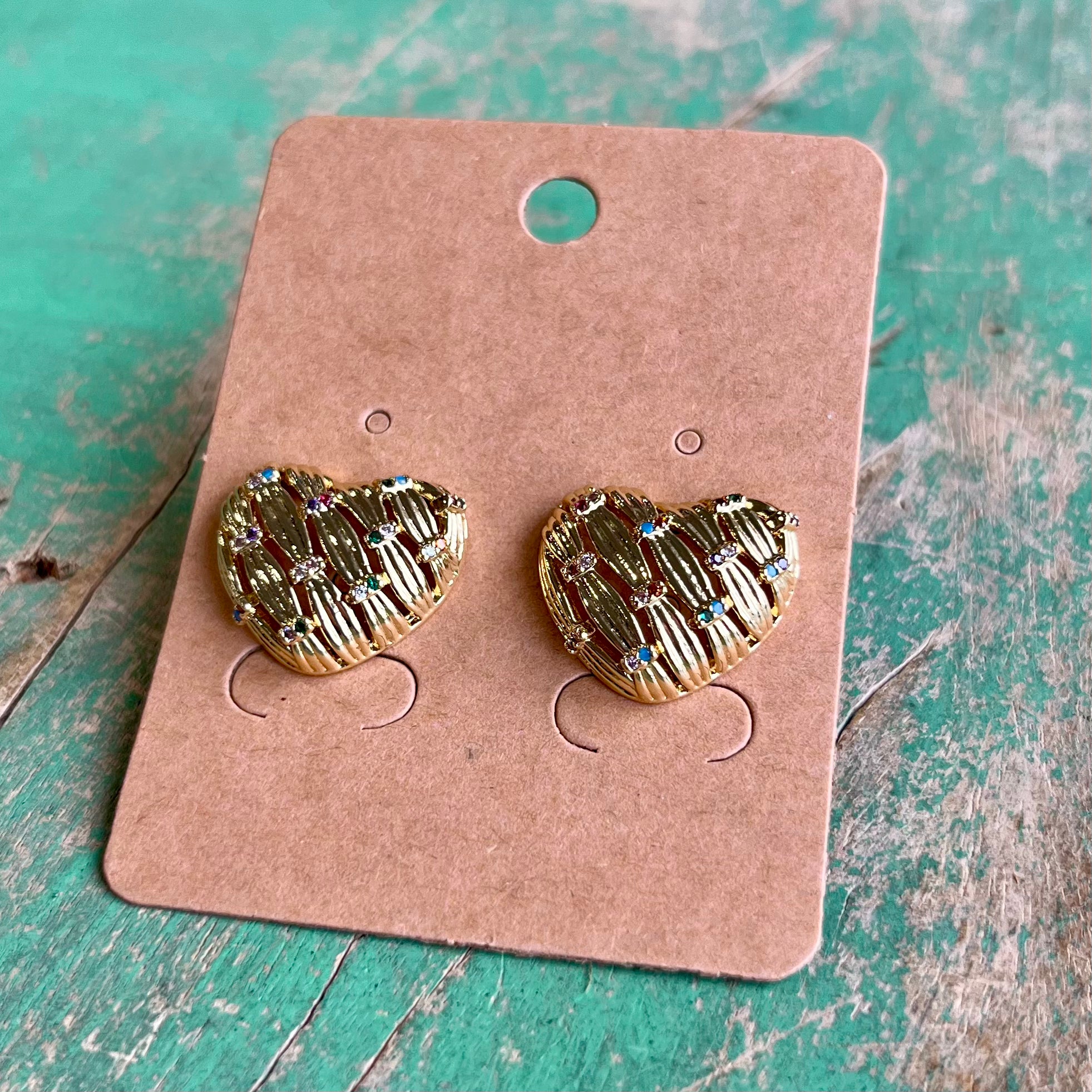 Basket Weave Heart Earrings