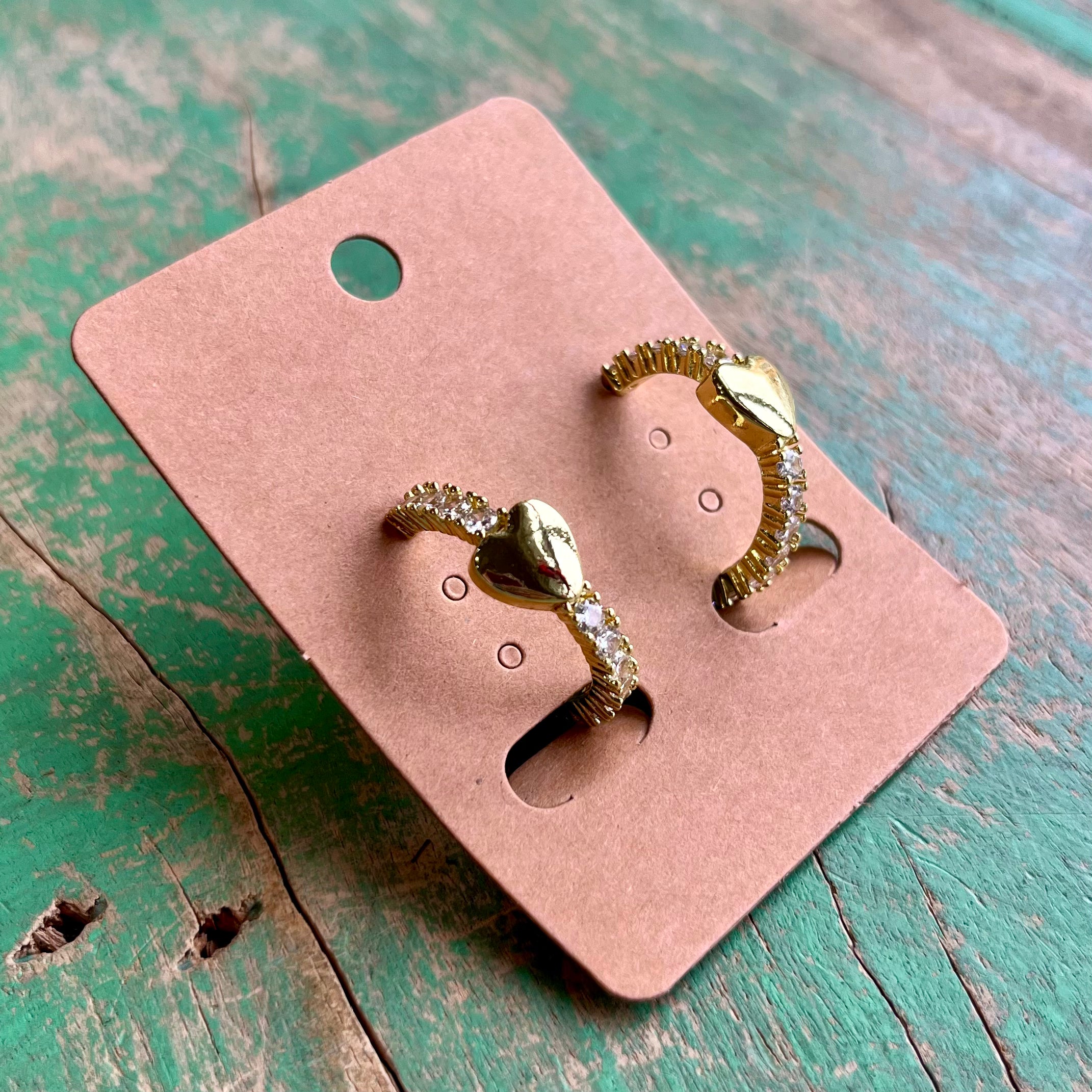 CZ Hoop With Heart Gold Plated Earrings