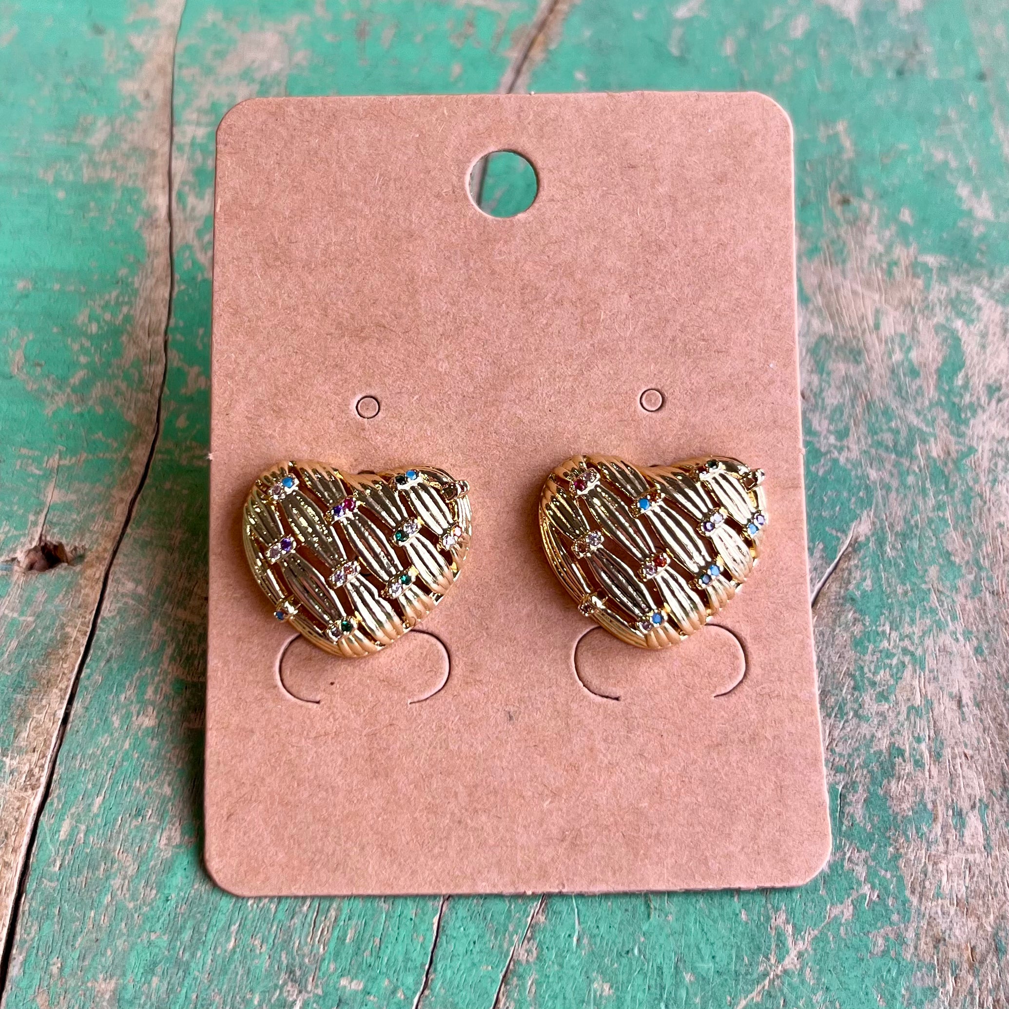 Basket Weave Heart Earrings