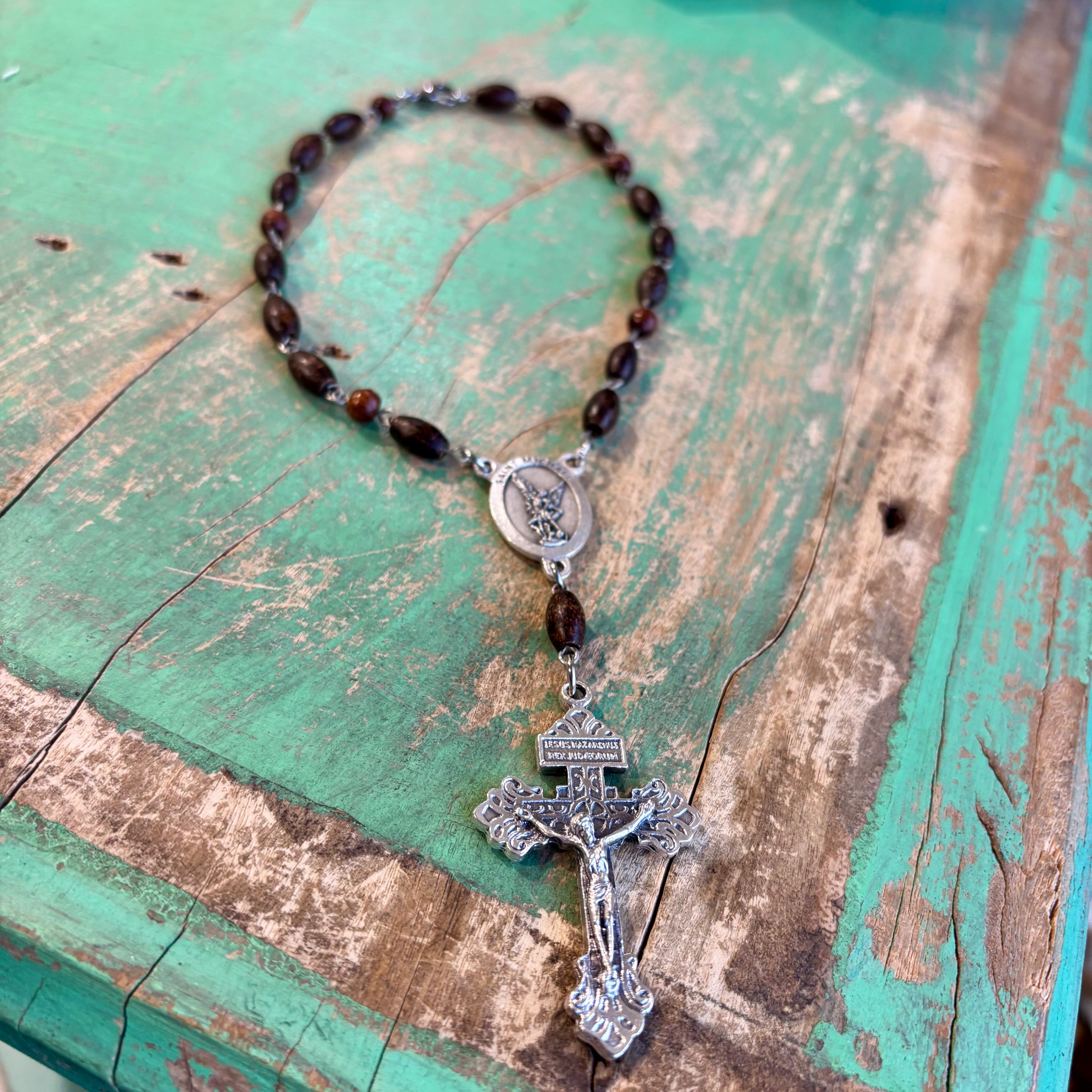 Wood Linked St Michael Decade Rosary