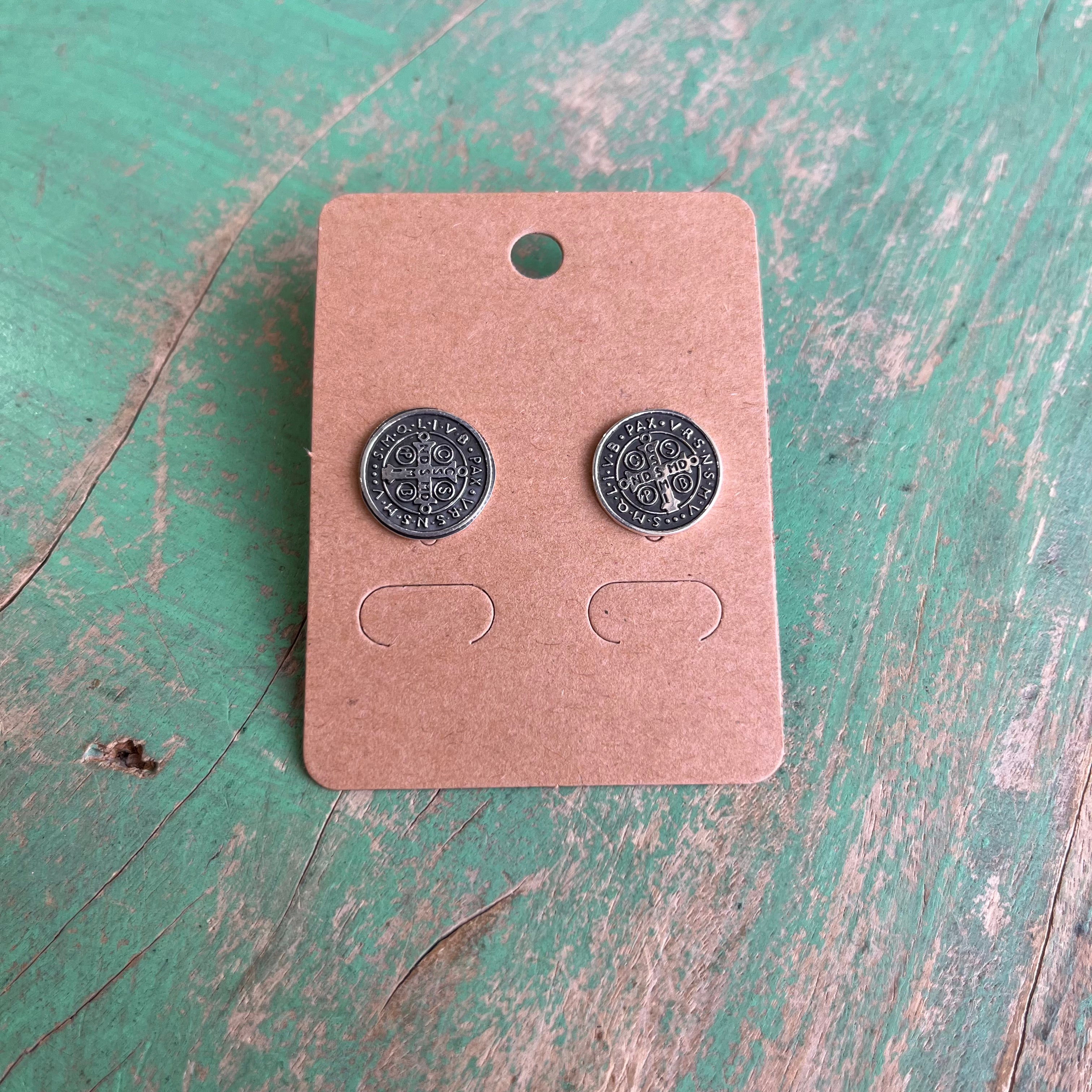 Sterling Silver St Benedict Stud Earrings