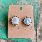 Multicolor CZ Freshwater Pearl Sun Stud Earrings
