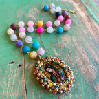 Beautiful Beaded OLG Necklace and Earrings Set