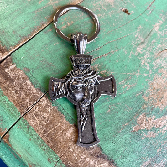 Face of Jesus Cross Keychain