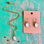 Figaro Chain with Mother of Pearl Our Lady of Guadalupe Necklace or Earrings