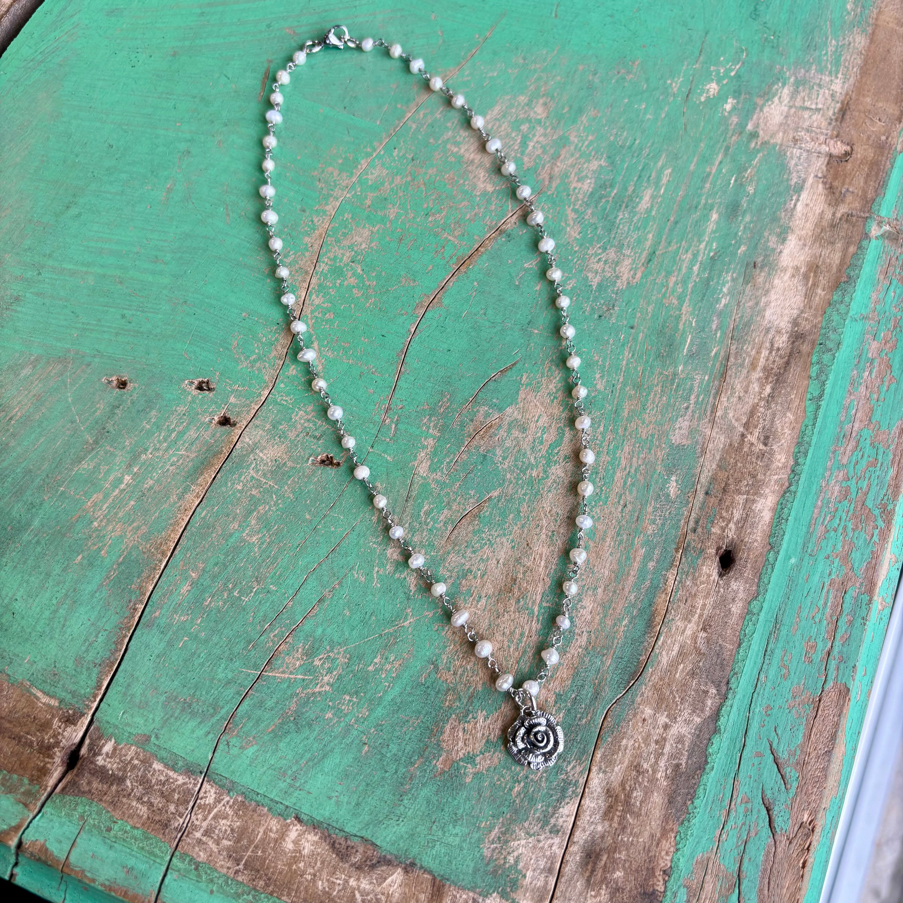 Sweet Rose Pearl Necklace or Earrings