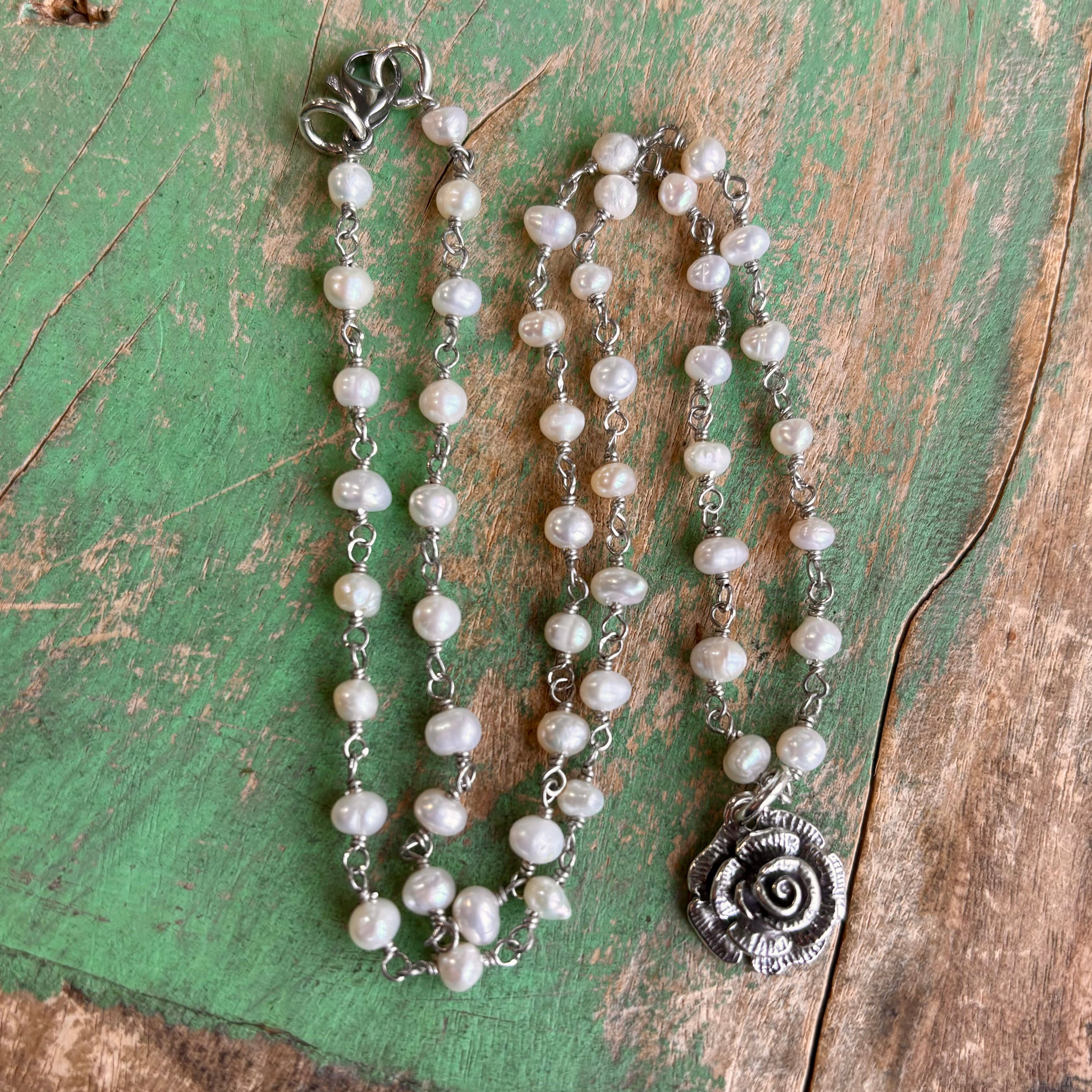 Sweet Rose Pearl Necklace or Earrings