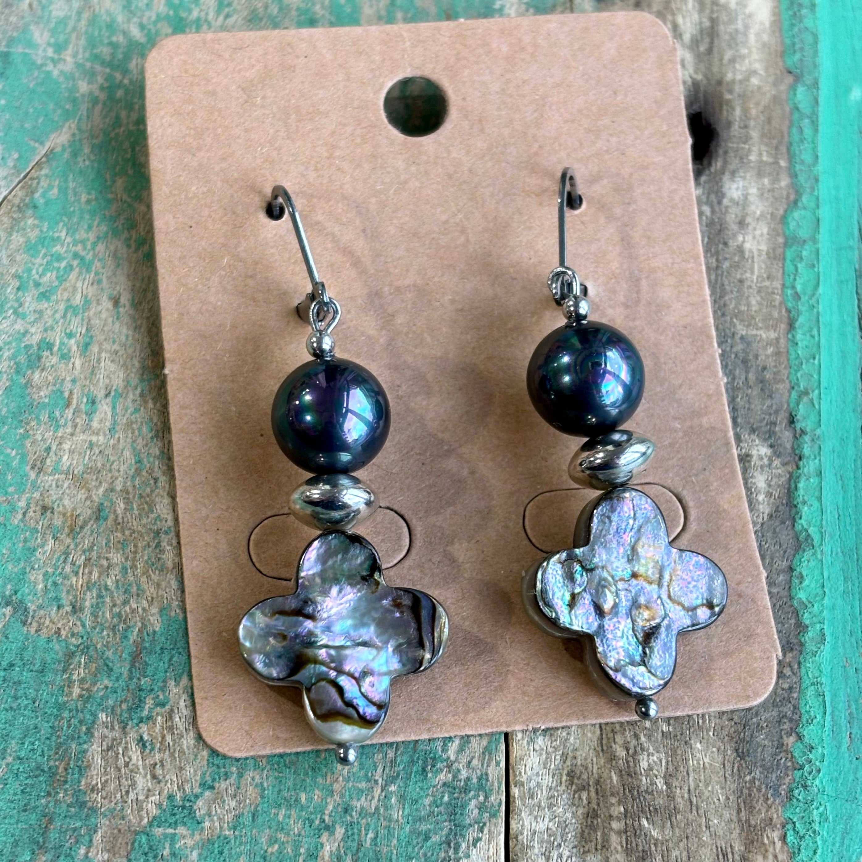 Abalone Cross Bracelet or Earrings