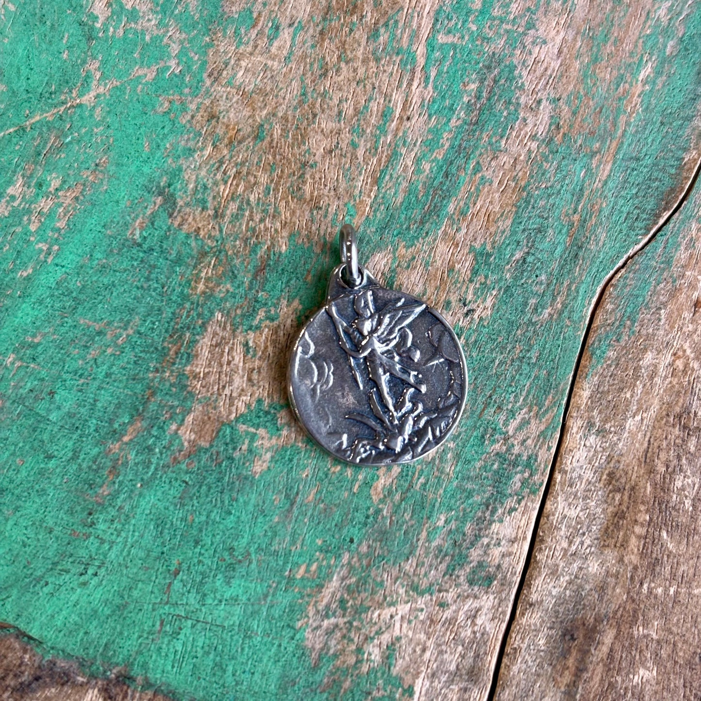 Sterling Silver Round St Michael Medal
