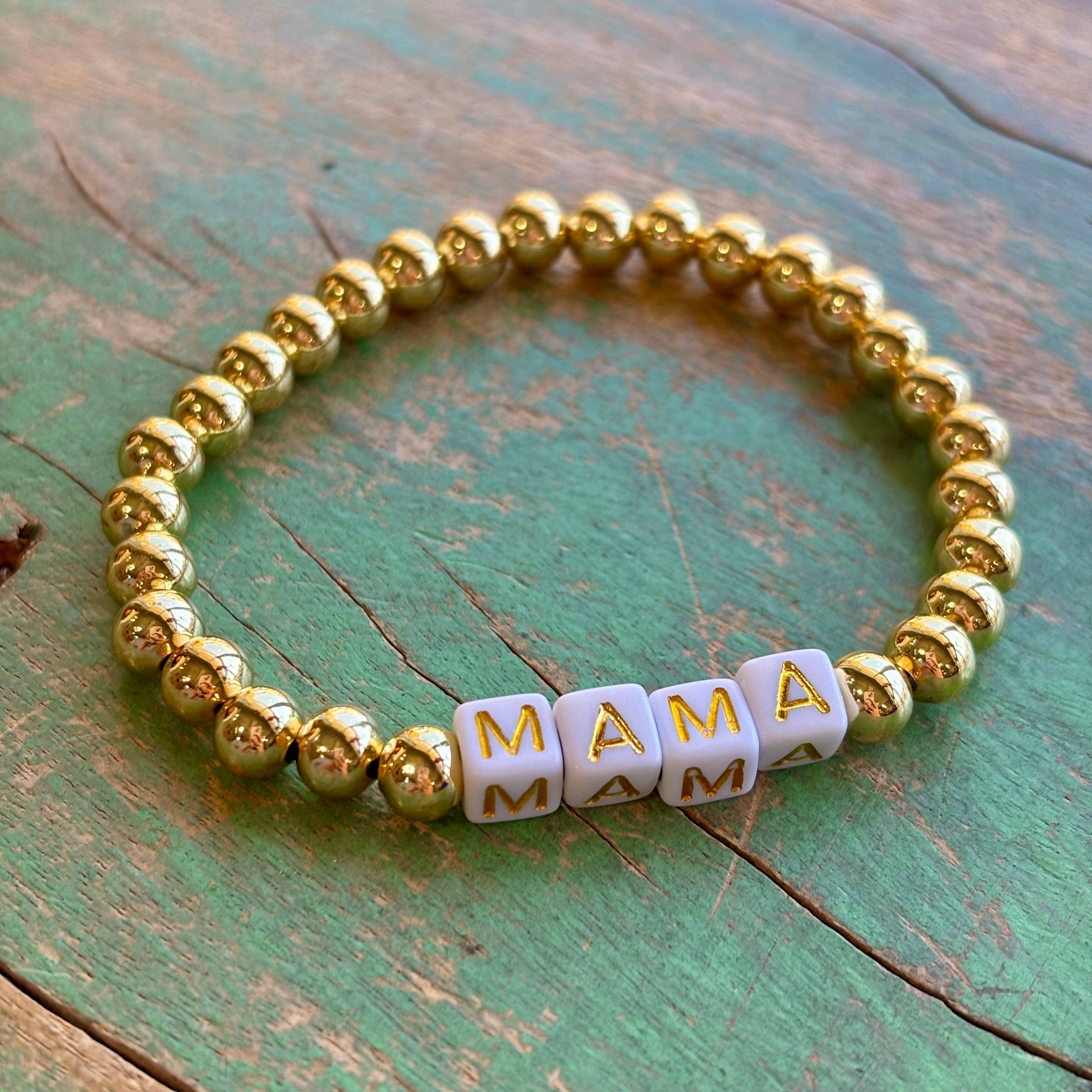 Gold Mama Block Letter Bracelet