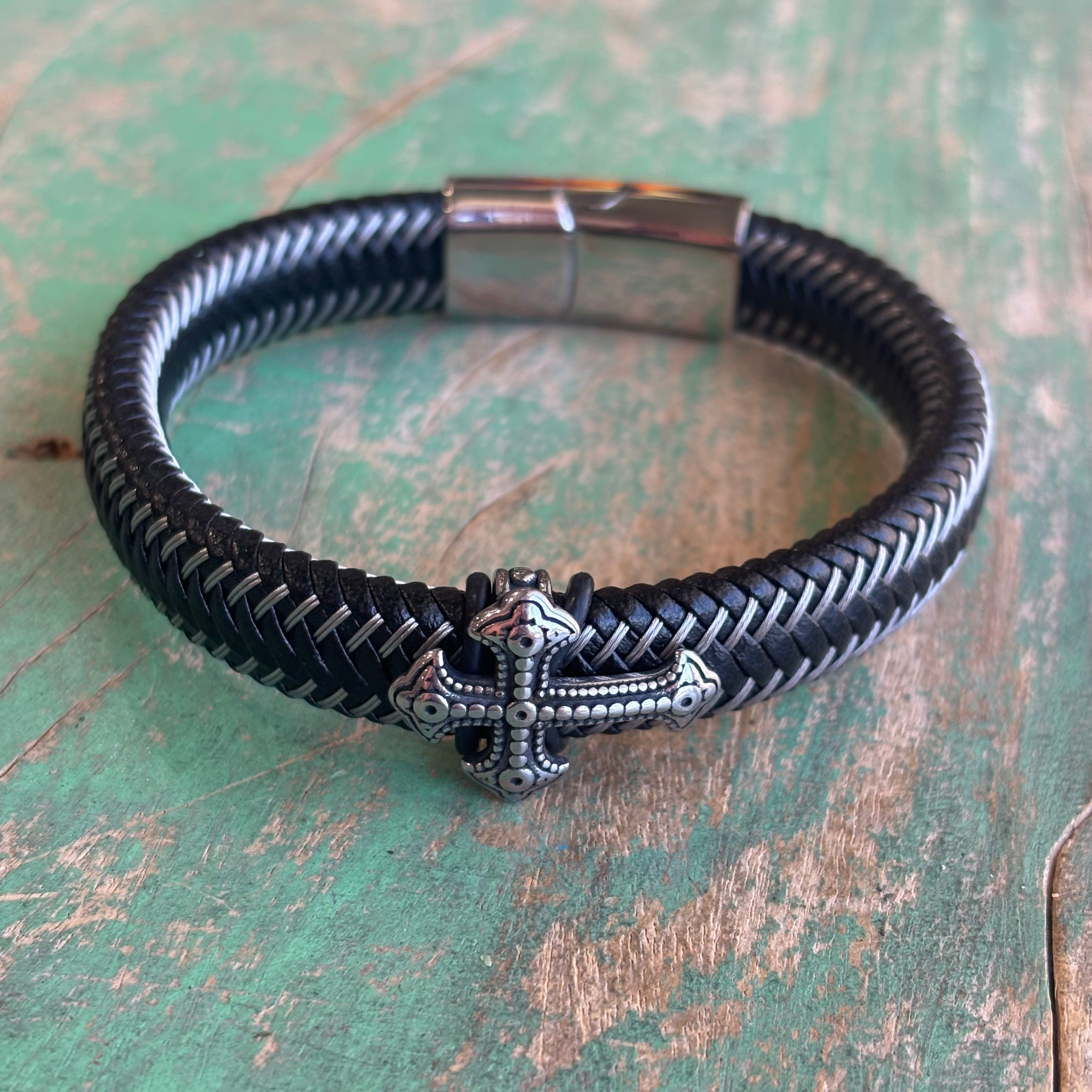 Stainless Steel Bold Cross Bracelet