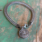 Stainless Steel St Michael Wheat Chain Bracelet