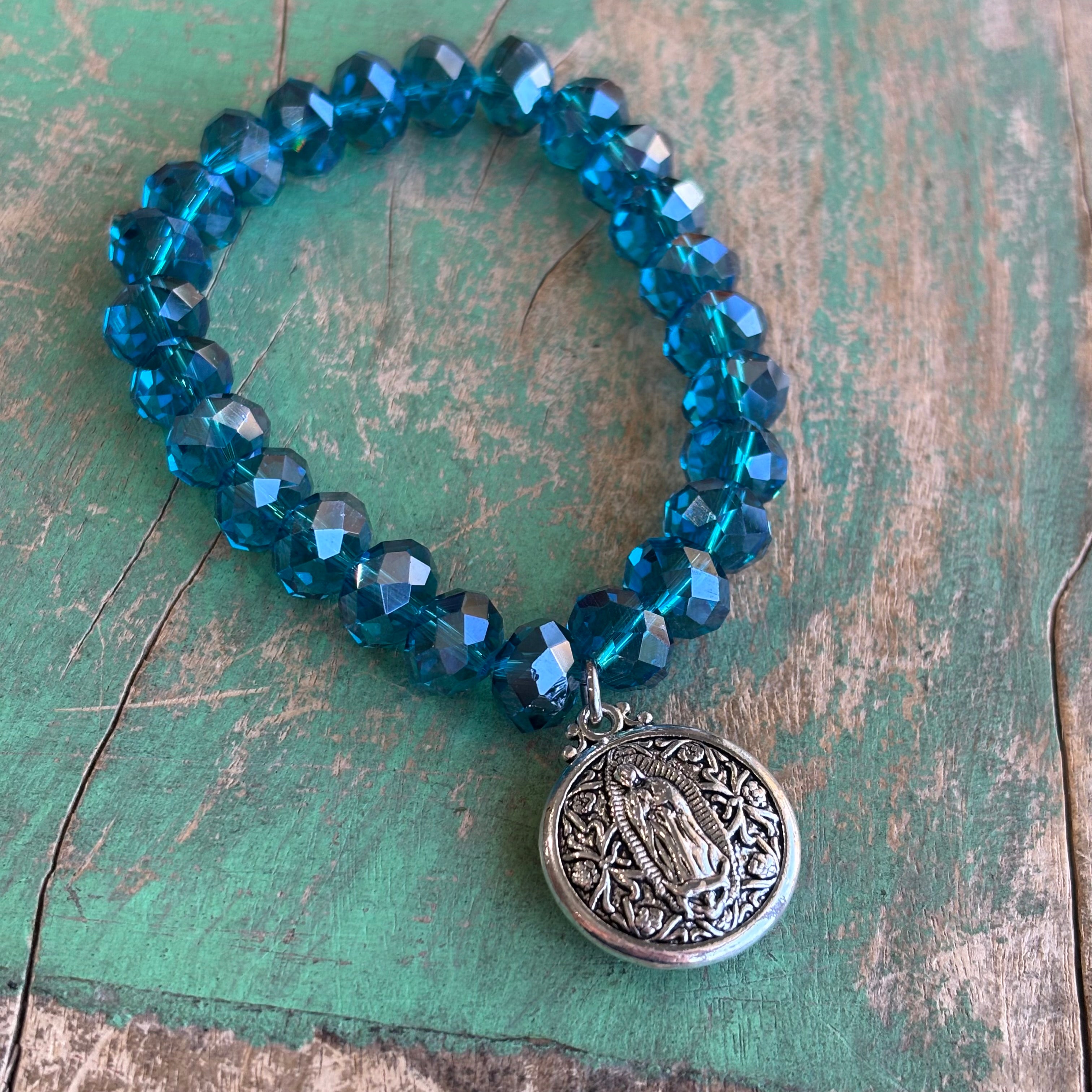 Aqua Marine Crystal Dangle OLG Bracelet