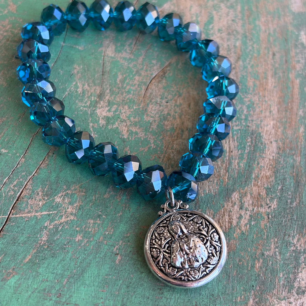 Aqua Marine Crystal Dangle OLG Bracelet