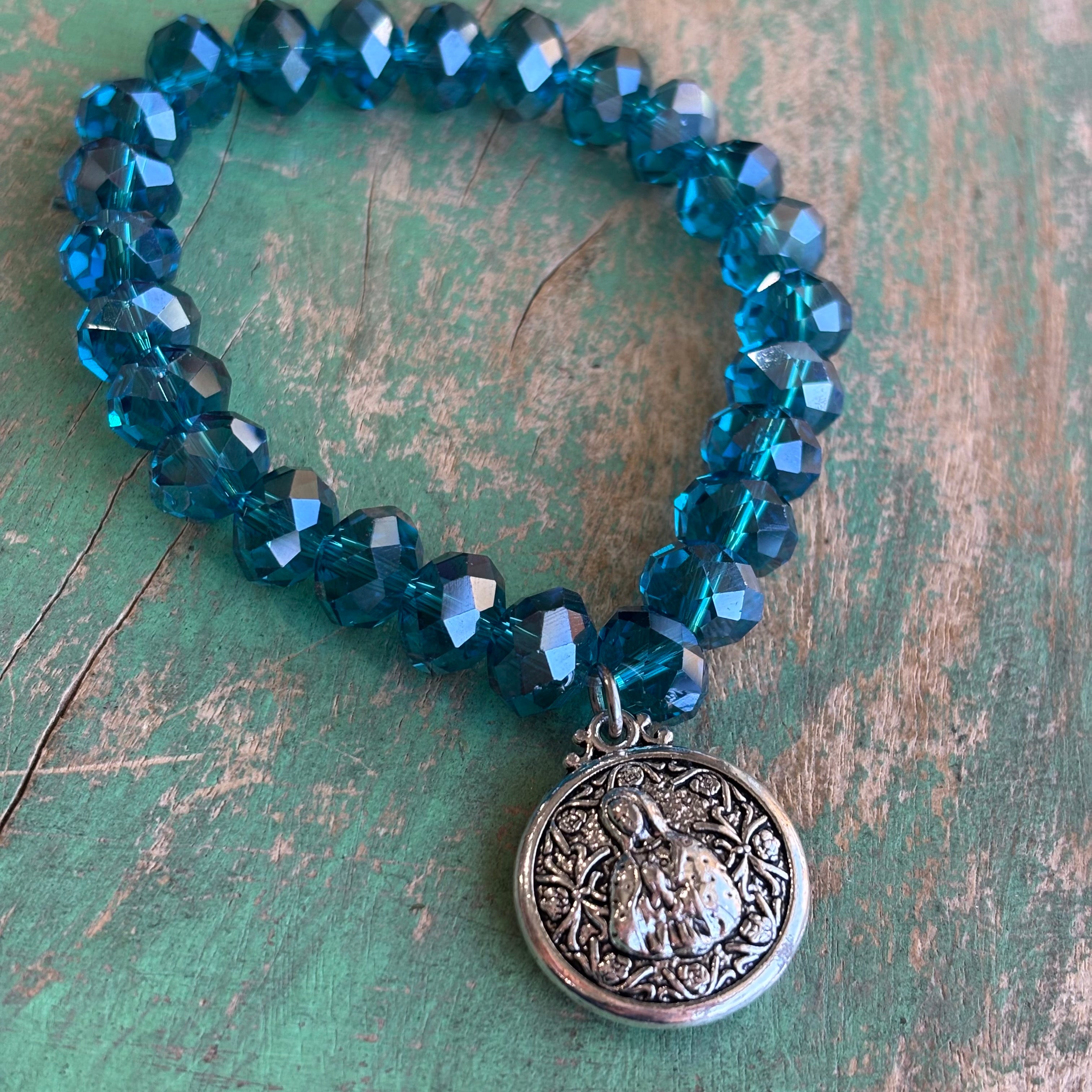 Aqua Marine Crystal Dangle OLG Bracelet
