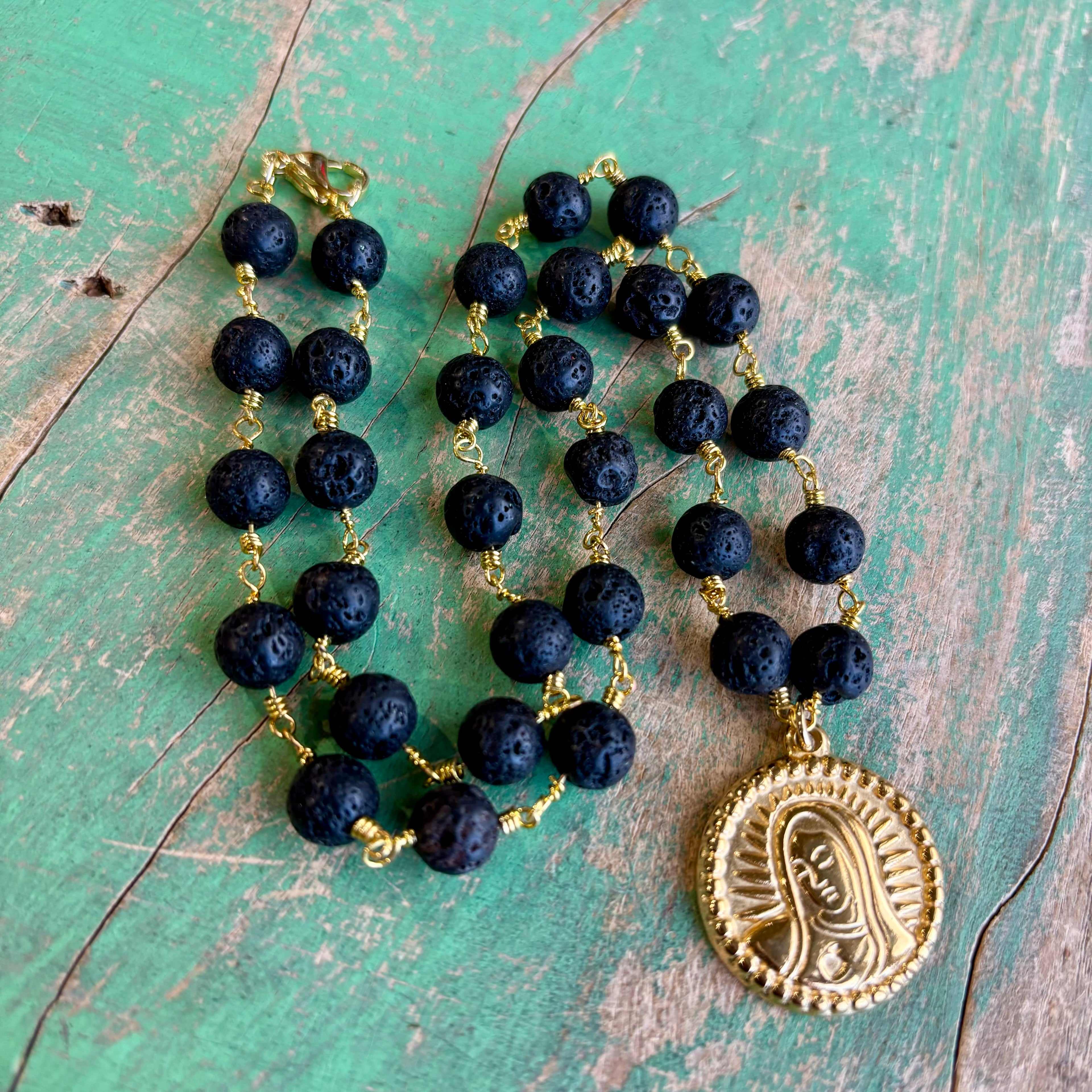 Our Lady of Guadalupe Lava Necklace or Earrings or Bracelet