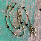 Black, Gold and Crystal Heart Necklace