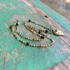 Black, Gold and Crystal Heart Necklace