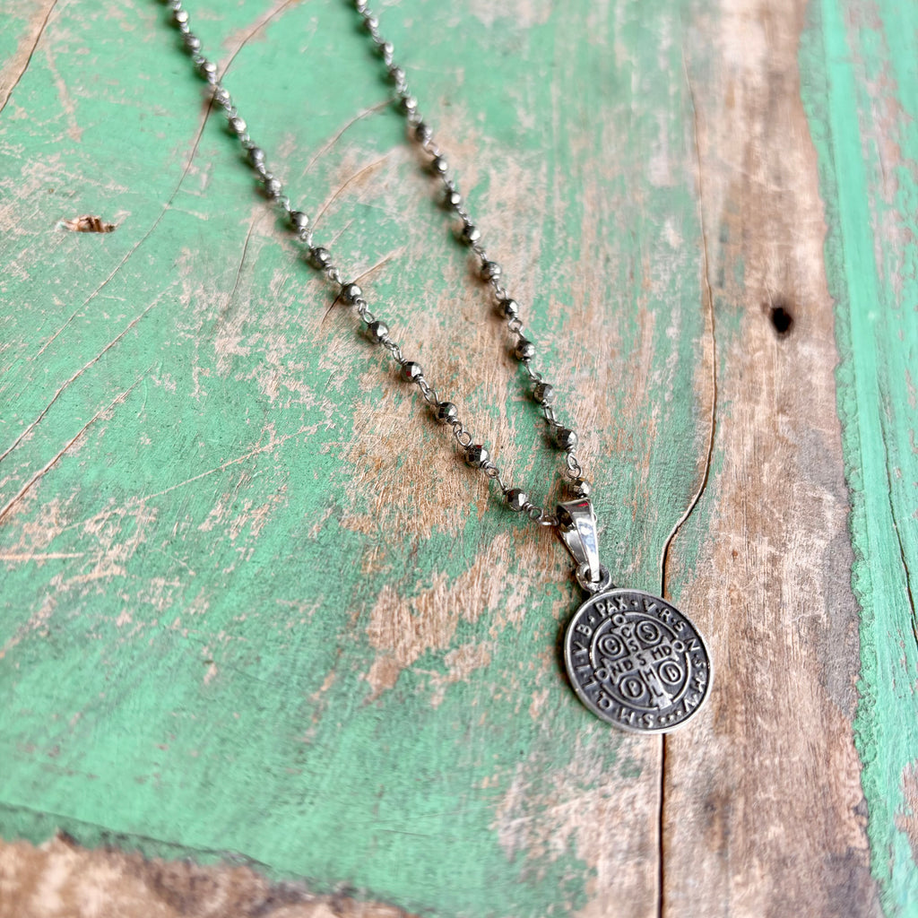 Pyrite Sterling Silver Beaded Necklace