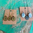 Stainless Steel Oval St Benedict Adjustable Chain Necklace or Earrings