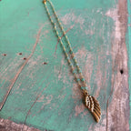 Green Jade Angel Wing Necklace or Earrings