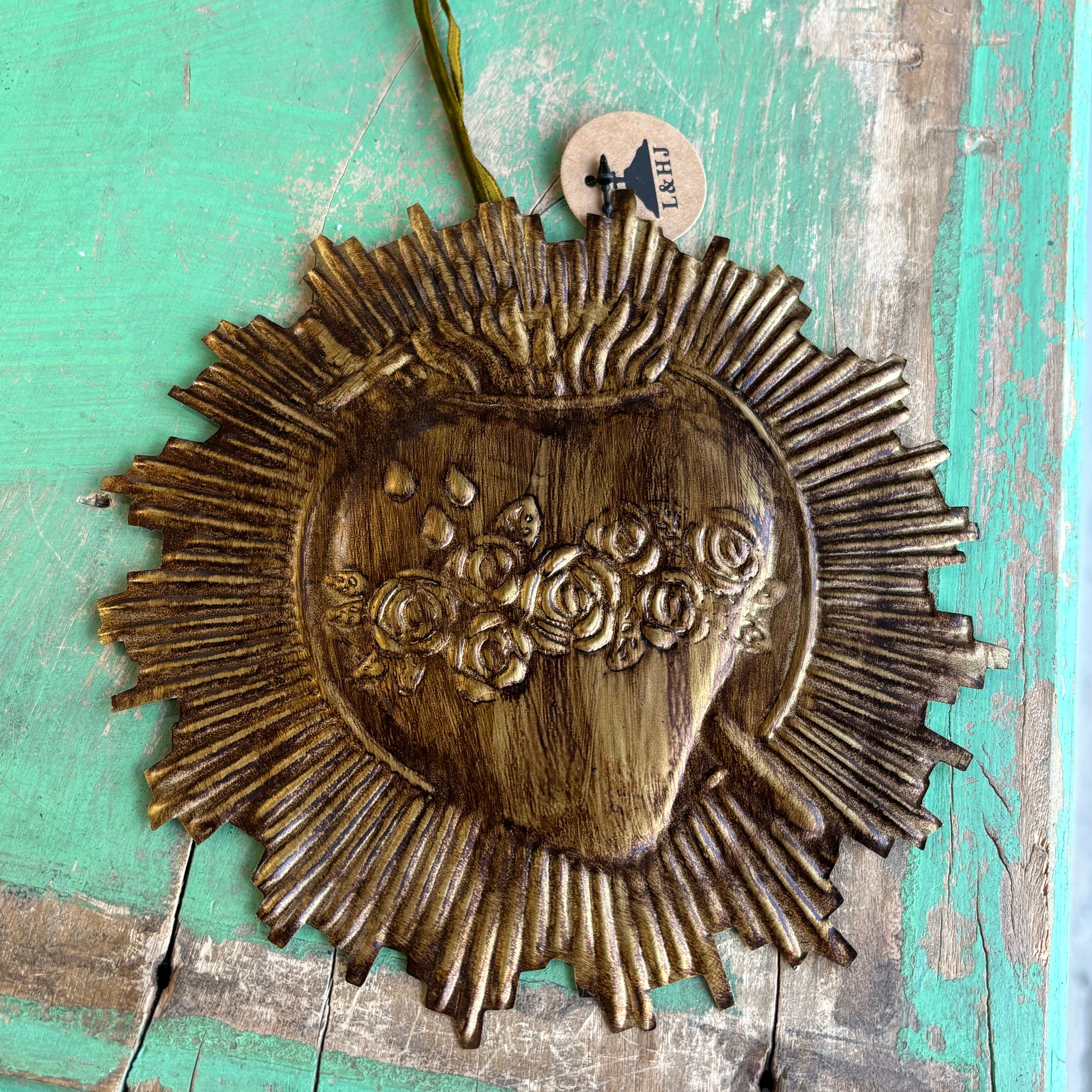 Round Rays Hearts Of The Holy Family Ornaments