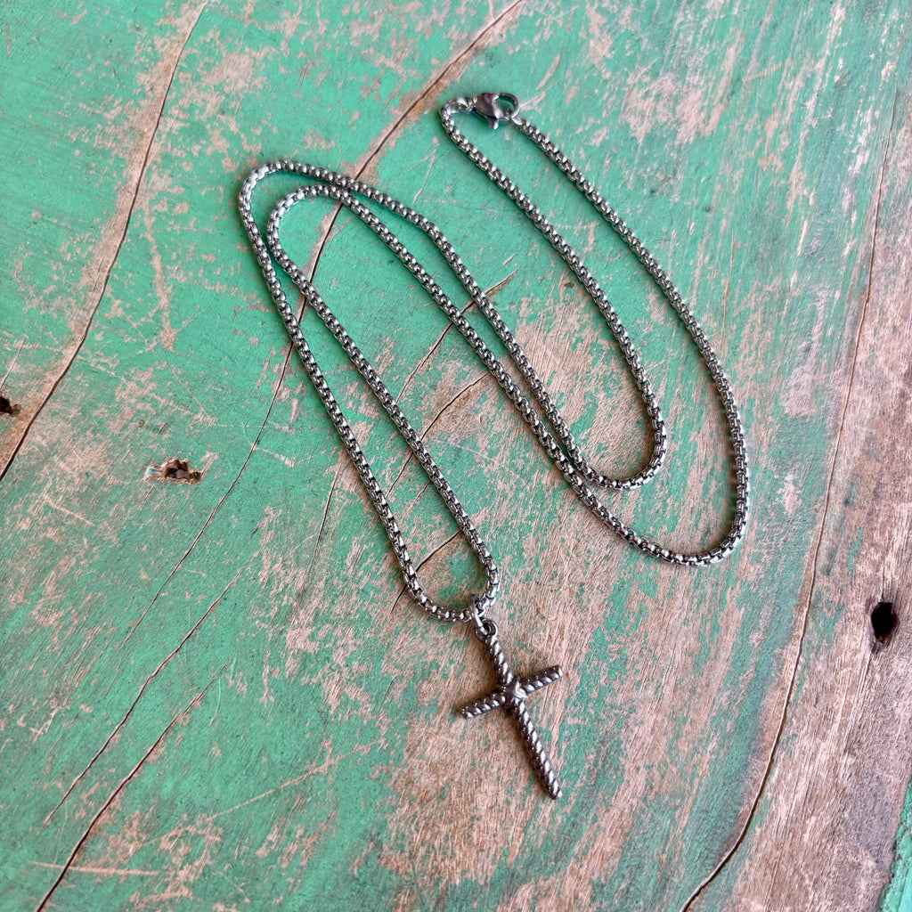 Stainless Steel Small Thin Cross Necklace