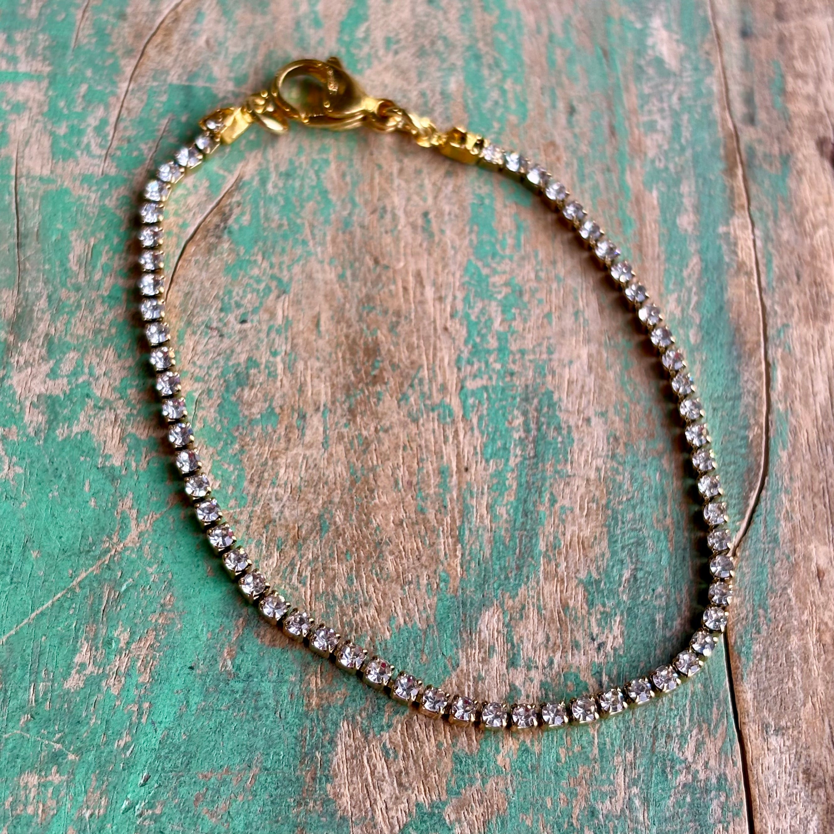 Stainless Steel Gold Rhinestone Bracelet