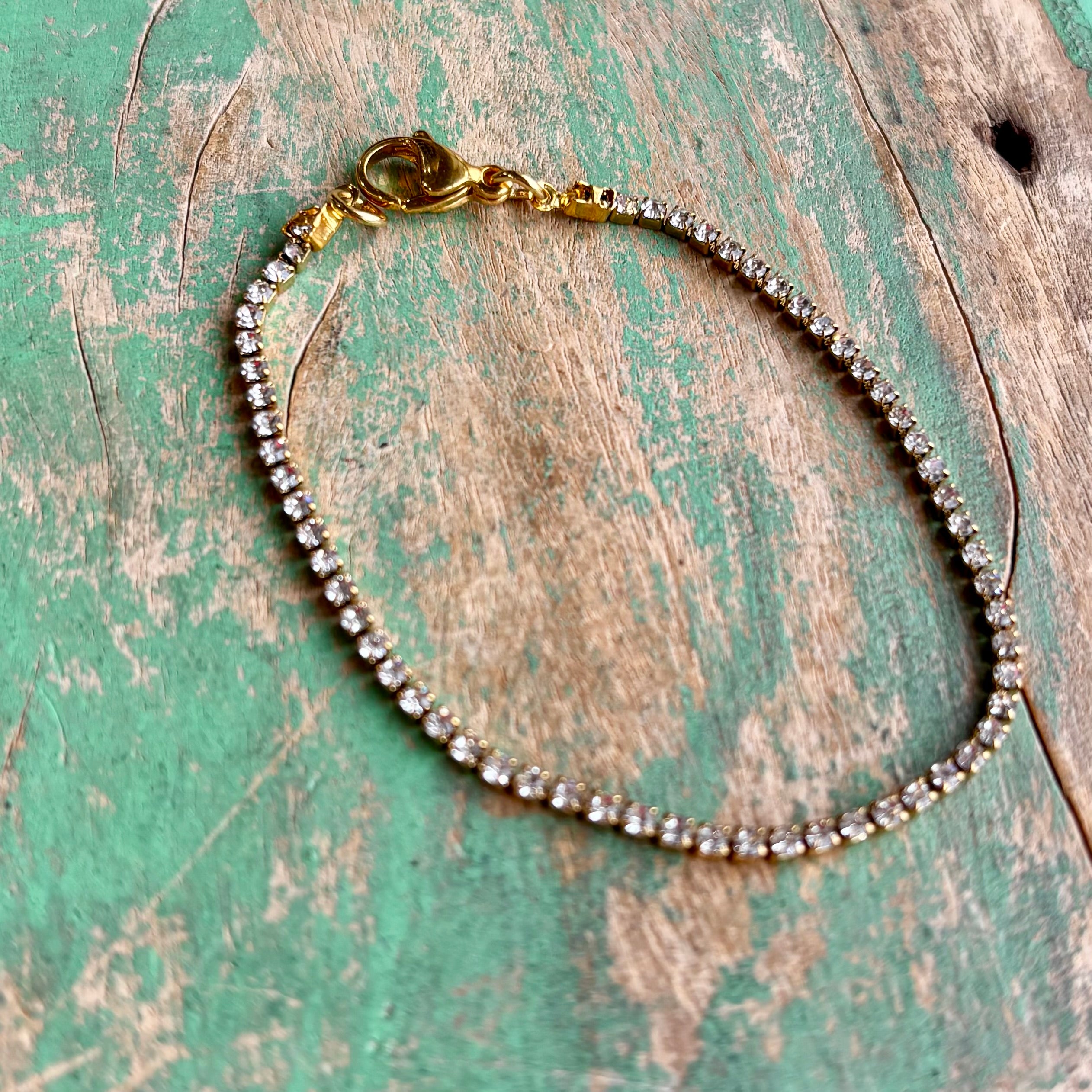 Stainless Steel Gold Rhinestone Bracelet