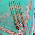 Sacred Heart Cross Locket Paperclip Necklace