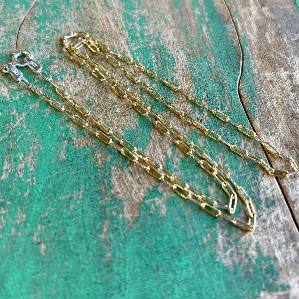 Sterling Silver Two Tone Paperclip Chains