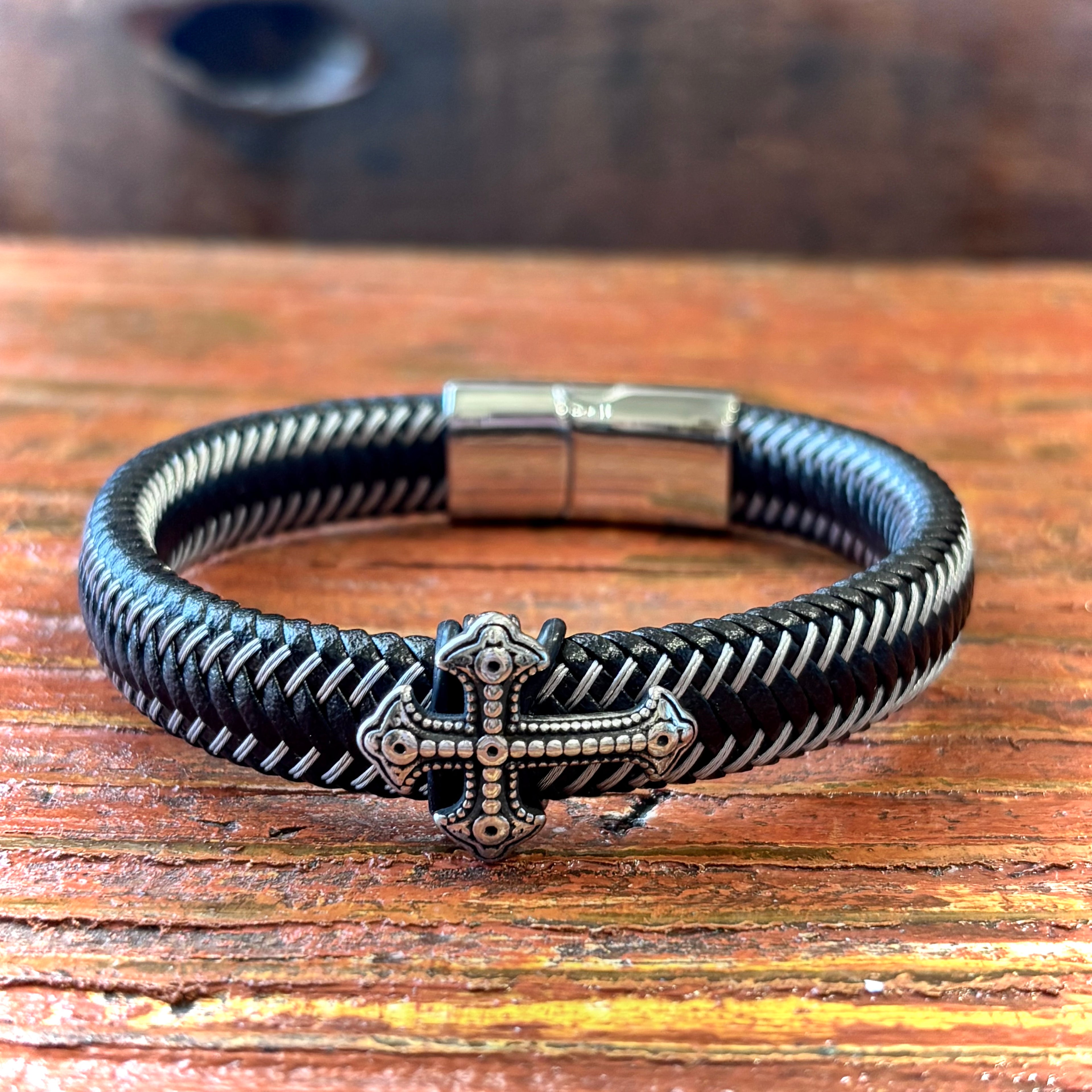 Stainless Steel Bold Cross Bracelet